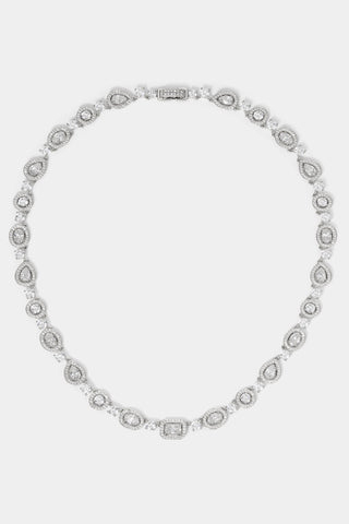 RADIANT FULL COLLAR CZ NECKLACE IN RHODIUM PLATING.