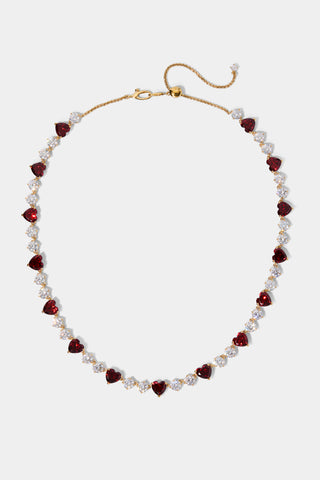 LE BISOU RED HEART COLLAR NECKLACE IN GOLD PLATING