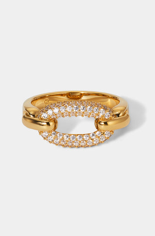 ALMA PAVE LINK RING IN GOLD PLATING